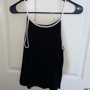 Black crop top with white edges